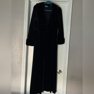 Minerva Elegant Black Velvet Full Length Coat